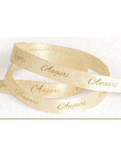 Nastro Stampato Auguri 15 mm x 25 m - Crema | G3S Ingrosso