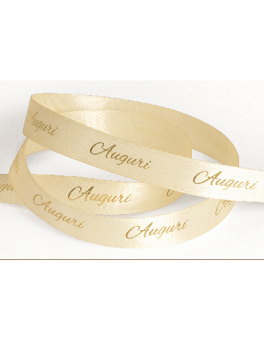 Nastro Stampato Auguri 15 mm x 25 m - Crema | G3S Ingrosso