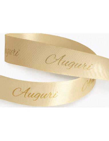 Nastro Stampato Auguri 25 mm x 25 m - Crema | G3S Ingrosso
