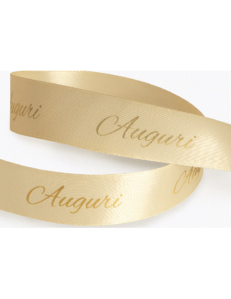 Nastro Stampato Auguri 25 mm x 25 m - Crema | G3S Ingrosso