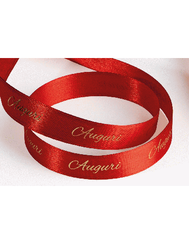 Nastro Stampato Auguri 15 mm x 25 m - Rosso | G3S Ingrosso