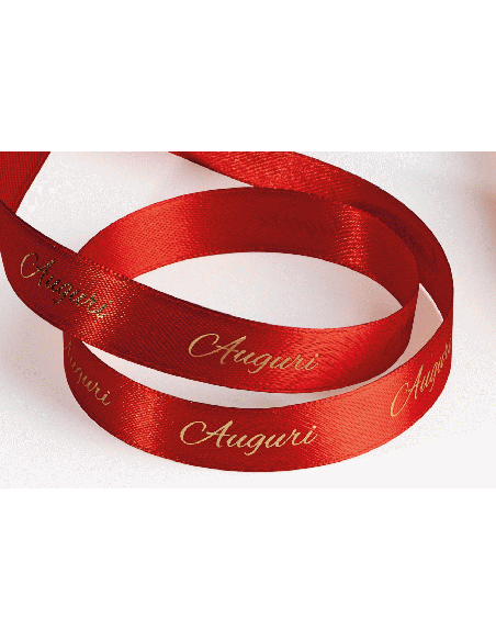 Nastro Stampato Auguri 15 mm x 25 m - Rosso | G3S Ingrosso