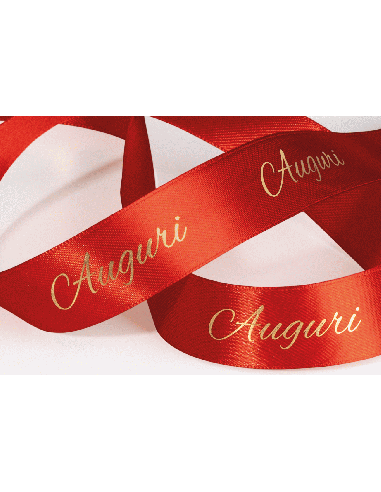 Nastro Stampato Auguri 25 mm x 25 m - Rosso | G3S Ingrosso