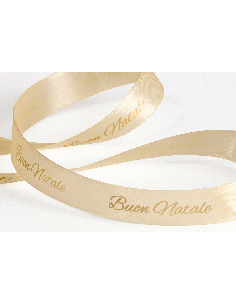 Nastro Stampato Buon Natale 15 mm x 25 m - Crema | G3S Ingrosso
