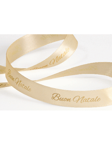 Nastro Stampato Buon Natale 15 mm x 25 m - Crema | G3S Ingrosso