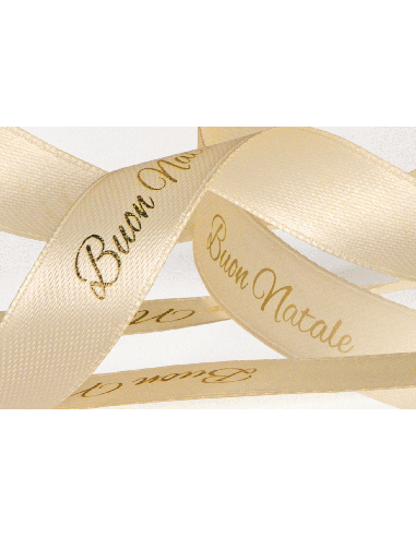 Nastro Stampato Buon Natale 25 mm x 25 m - Crema | G3S Ingrosso