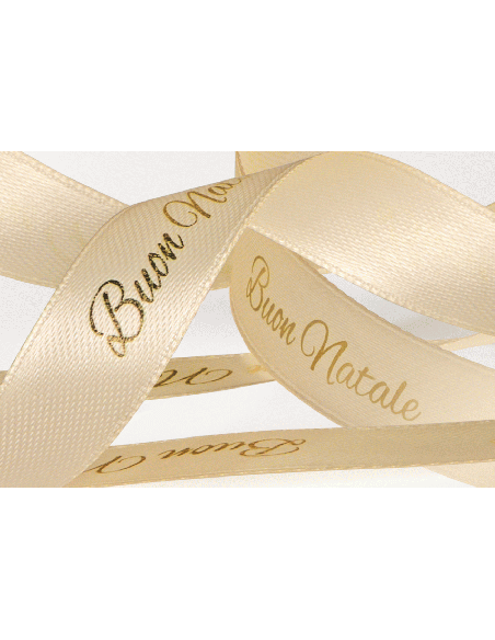 Nastro Stampato Buon Natale 25 mm x 25 m - Crema | G3S Ingrosso
